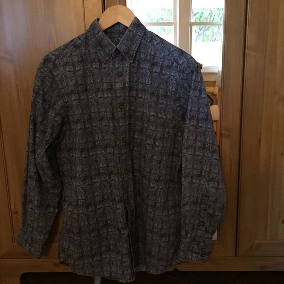 Woolrich Vintage Blue Retro Patterned Button Up - Picture 1 of 7
